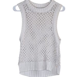 ABERCROMBIE & FITCH 100% Cotton Crewneck  Open Weave Crochet Tank Sweater